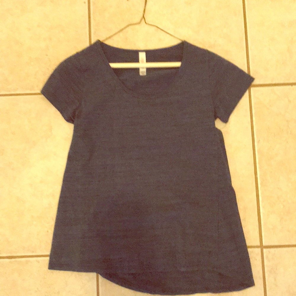 XXX blue Lularoe classic T with micro-striping.